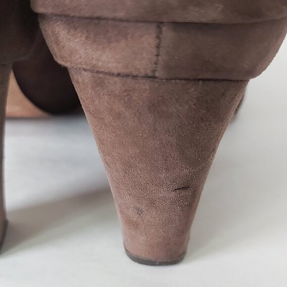 Kate Spade New York Ankle Boots Size  8 Bison Dark Brown Suede Bow Cuff Comfort - Picture 6 of 14